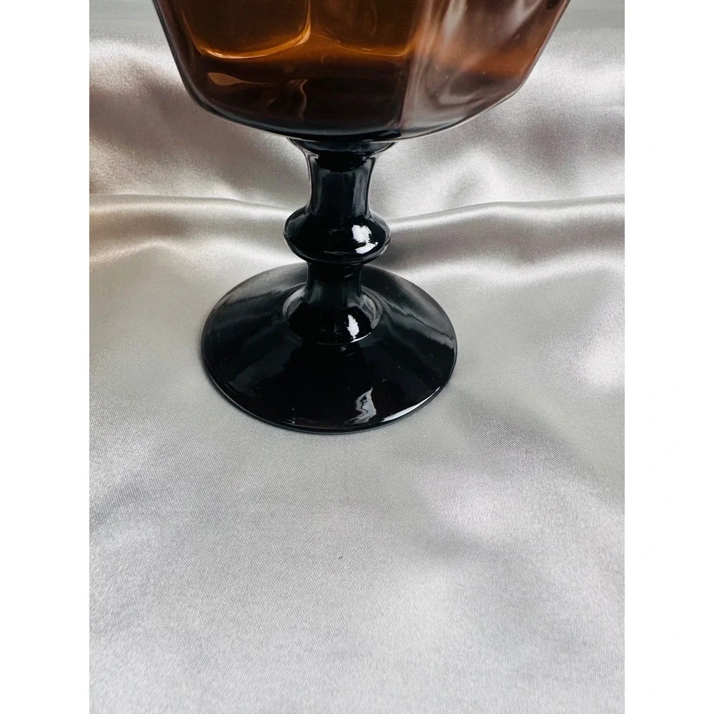 Lenox Antique Brown Champagne Tall Sherbet Glasses Set of 6 Black Stem Vintage